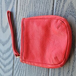 True RED Leather Wristlet Pouch - Simple Classic